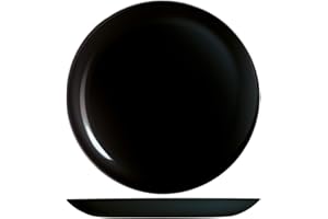 H&H Premiere zestaw 6 płaskich talerzy, szkło, czarny, 27 cm