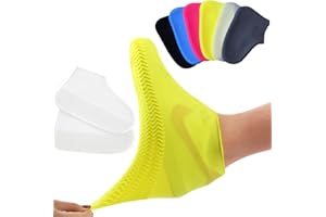 ‎TBLMPNE Silikon Regenüberschuhe, Silikon Überschuhe Wasserdichte Silikon Schuhüberzieher Wiederverwendbare rutschfeste Überschuhe Anti-Rutsch Schuhüberzieher für Regen, Schlammige Straßen (S, Weiß)