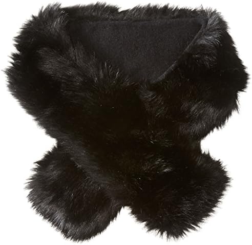 Buji Baja Women's Faux Fur Long Collar Scarf, Black, One Size