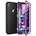 Produktbild CE-Link Kompatibel mit iPhone XS MAX Hülle Glas mit Magnetisch Panzerglas Rückseite Durchsichtig Handyhülle Transparent Hard Case Ultra Slim Dünn 360 Grad Full Body - Lila + Schwarz