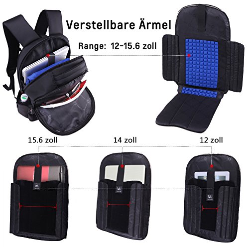 Norsens Notebook Laptop Rucksack Schwarz 15,6 Zoll Gepolstert Wasserdichter Business Rucksack Damen - 2