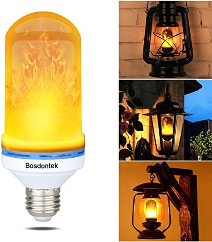 LED Flame Effect Light Bulb Bosdontek E26 Base Flickering Lamp Simulated Fire Decorative Atmosphere Lighting Fixture Vintage Flaming for Led Bulbs Bar Festival Home Party Wedding Decoration Warmwhite 8W AC 85-265V