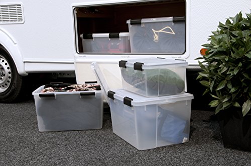 XL Lagerbox aus transparentem Kunststoff mit Dichtungsring im Deckel für Nässe, Staub und Schmutz. Maße ca. 39 x 59 x 29 cm. 50 Liter Volumen. TOP QUALITÄT! - 4
