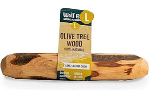 WOLF BELLY NATURAL PET GOODNESS Wolf Belly - Legno di Ulivo per Cani 100% Naturale (Taglia L) Masticativi Naturali per Cani Lunga Durata, Giochi per Cani Resistenti, Bastoncini per Pulizia Denti, Osso di Legno Antitartaro