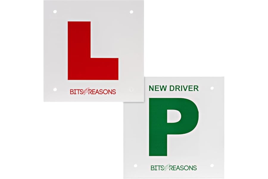 NEW PROFESSIONAL GRADE UNIVERSAL PAIR OF RIGID SOLID L PLATE WITH P PLATE NEW DRIVER ON REVERSE 1.5MM POLYCARBONATE WE USE ON OUR OWN DRIVING SCHOOL- PAIR OF PLATES FITS MOTORBIKES AND CARS