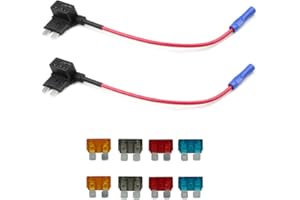 KOLACEN Automotive Car Truck 2 Pieces 16 Gauge Add-a-circuit Fuse TAP Adapter for Regular Standard Blade Type Fuse + 8 Pieces Standard Fuse 5Apm 7.5Apm10Apm 15Apm