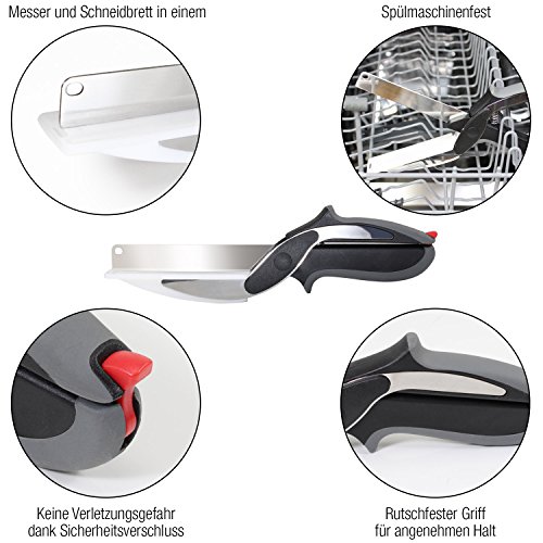 Amazy Gemüseschneider – 2-in-1 Küchenschere und Küchenmesser mit integriertem Schneidebrett - 2