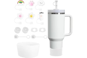 GOTRUST 9pcs Akcesoria Do Kubka Stanley Zatyczki, Silikonowe Zatyczka Stanley Cup Accessories, Zatyczki Do Słomek Pyłoszczelne, Pokrywka ze Słomką Stanley