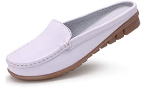 ZXWFOBEY Womens Mules Clog Slippers Breathable Slip-on Tassels Leather Casual Loafers