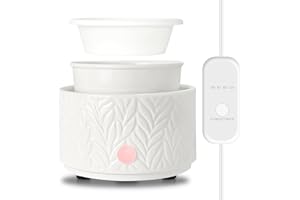 MAROMAMIX Electric Wax Melt Burner - Oil Burner Scented Candle Warmer with 4 Timer & 1pc Silicone Dish Ceramic 4-in-1 Wax Melts Warmer for Home Office Bedroom Aromatherapy Gift and Decor
