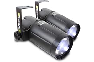 BeamZ LED Pinspot Party Lights Pair, 6W Compact White LED Spotlights, Professional DJ & Disco Stage Lighting with Narrow Beam Angle, Lightweight Venue Lights for Events & Performances