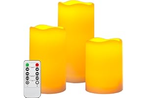 Da by 3 Candela LED impermeabile per esterni con telecomando e timer, candela di plastica finta alimentata a batteria lampeggiante per matrimoni e decorazioni per la casa (avorio)