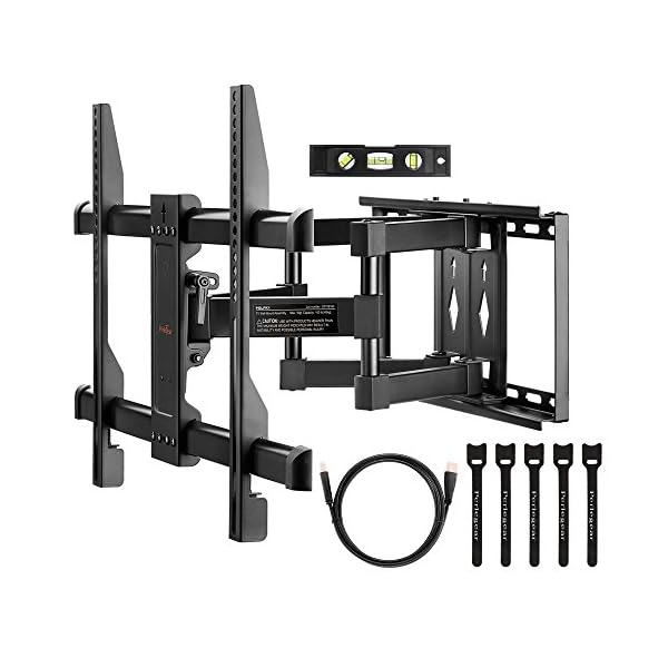 TV Wall Bracket, Tilt Swivel Dual Arm TV Mount Max.VESA 600x400mm for 37-70 Inch LED LCD Plasma Flat& Curved Screens up to 60kg, Includes 1.8m HDMI Cable, Bubble Level,Cable Ties