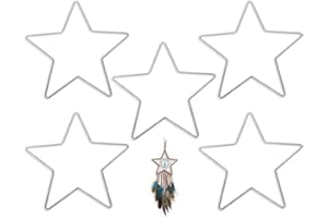 Bieiyhe 5 Piezas Anillos de Metal Estrella 20 cm,Anillos de Metal para Atrapasueños,Anillos Decorativos para Colgar,Anillas Metalicas Estrella,Anillos de Macramé de Metal,Aros de Macramé Estrella