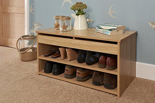 Lyon Wooden Oak Shoe Storage Cabinet Rack Hallway Bench &amp; Lift Up Lid