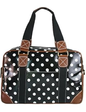 Miss Lulu Damen Größ Gepunktet Wachstuch Handtasche über Nacht Schultertasche Tasche Handbag Shoulder Bag