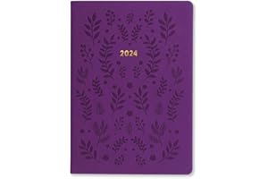 Letts of London Woodland A5 semaine sur 2 pages multilingue Purple 2024