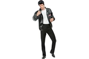 Smiffys Grease T-Birds Jacket for Adults in Black, Embroidered Logo, Officially Licensed Grease Fancy Dress, Adult Dress-Up Costumes for Fun Music-Themed Parties