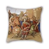 beautifulseason 40,6 x 40,6 cm/40 von 40 cm Ölgemälde William Dyce – Piety- die Ritter der Tafelrunde About to Schied in Quest des Heiligen Gral Kissenbezug beiden Seiten ist Passform für Club Bar