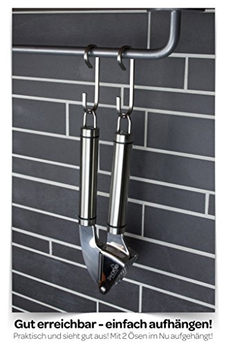 Sandford Knoblauchpresse | Edelstahl-Presse mit gratis Silikon-Knoblauchschäler | Knoblauchschneider Set mit Schäler / Knoblauch-Rolle | zur Verarbeitung von Knoblauch und Ingwer | spülmaschinenfest - 5