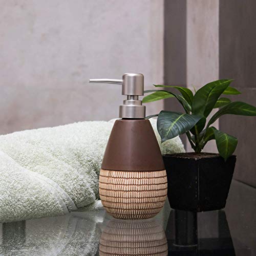 Era of Décor Designer Ceramic Liquid Soap Dispenser, 1 Piece Shower Lotion, Gel, Conditioner, Liquid Shampoo Pump, Brown, Easter Gift