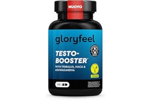 GLORYFEEL Testosterone Uomo Booster Extra, Dosaggio Ottimale, con Maca (20:1), Tribulus Terrestris (25:1), 500mg di Fieno Greco, Ginseng, Citrullina, Ashwagandha - 120 Capsule, Integratore Uomo