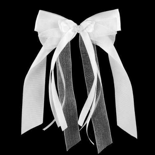 10 Design&Luxus Weiss Antennenschleifen mit Perlenherz Schleifen Autoschmuck Autoschleifen Deko Hochzeit Party - 3