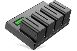 Powerextra 4 Pack Batteries 8800mAH and 4-Channel Charger for Sony NP-F970, NP-F960, NP-F950, NP-F930, NP-F770, NP-F750, NP-F570, NP-F550 DSLR Camera,Field Monitor,LED Video Light Monitor