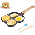 Gohytal Egg Frying Pan, 4 Hole Pancake Pan, Non-Stick Egg Omelette Pan, Fried Egg Burger Pan, Aluminum Egg Skillet for Breakfast, Pancake, Plett, Crepe Pan, Suitable for All Gas Hobs and Induction