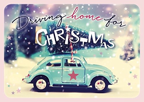 Preisvergleich Produktbild DeCoArt.......1 Postkarte Weihnachtskarte VW Käfer Tannenbaum Driving home for Christmas 15 x 10,5 cm