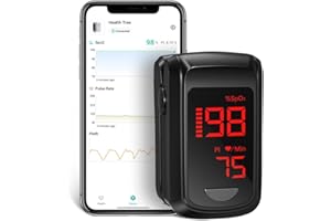 HOLFENRY Bluetooth Finger Pulse Oximeter, Professional Finger Oximeter with OLED Display, SPO2 Blood Oxygen Saturation Meter and Pulse BPM - Pulse Meter for Children and Adults (Black)