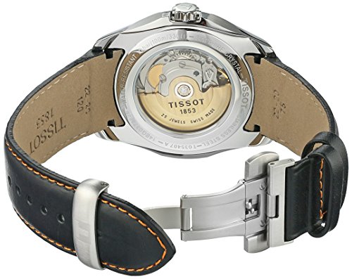 Tissot Men's 39mm Black Calfskin Band Steel Case Anti Reflective Sapphire Automatic Watch T0354071605101