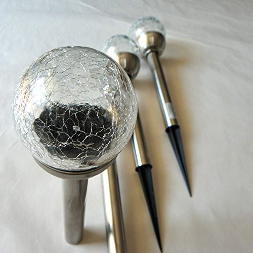 4er Set LED Solar-Lampen Leuchtkugel Ø 8 cm Fuß Edelstahl Gartenleuchten von Gartenpirat® - 2