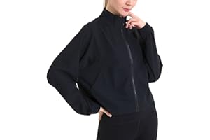 SEAUR Veste de Sport Courte Femme Protection Solaire Veste de Yoga pour Femme Veste de Alpinisme à Séchage Rapide Jogging Yoga Pilates Noir Blanc Bleu