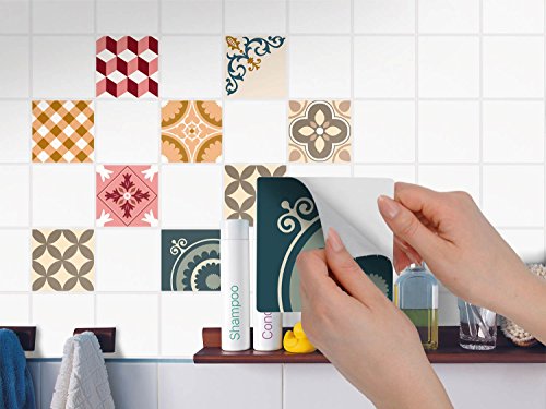Fliesenaufkleber Fliesenfolie | Selbstklebende Fliesenbilder für Badezimmerfliesen und Fliesenspiegel | Küche renovieren mit Klebefliesen | 15×15 cm Motiv Swedish Tiles – 20 Stück - 3