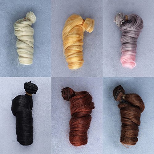 chengyida 15100 cm 7 verschiedenen Farbe/lot hitzebeständig blond braun falxen Golden Dark schwarz Curl Wave SD Perücke Haar für 1/3 1/4 1/6 BJD Puppe Perücke - 4