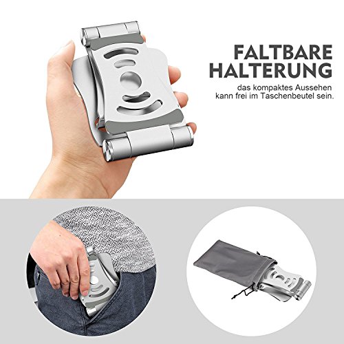 Faltbar Tablet Ständer Multi-Winkel ZEIGER einstellbar Handy Halter für 4-13″ Tablet iPad Air Pro mini,iPhone,macbook,kindle Samsung Tab mini Aluminium Reise Tablet Ständer Tischplattenhalter Tisch Halterung Silber Y192S - 4