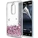 Produktbild Handyhülle Nokia 5 Hülle Case Glitzer , LeYi Neu Orignial Süße Frauen Mädchen Flüssig Bewegende Treibsand Transparent TPU Silikon Bumper Hard Smartphone Handyhülle Case Cover Handy Hülle mit HD-Schutzfolie für Nokia 5 Case Cover Handy Hüllen ZX Rot Rosa Rosegold