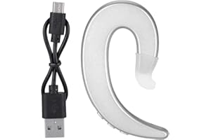 GARSENT Auriculares Bluetooth Inalámbricos Con Gancho para la Oreja - Conducción Ósea Sin Dolor, Manos Libres, Impermeables, Diseño Ergonómico (Plata)
