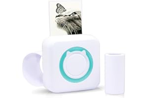 BEST DIRECT Mini Printer - Mini Portable Pocket Printer, Instant Inkless Photo Printer, for iOS/Android Smartphone, Inkless Thermal Printer, Bluetooth Thermal Printer, Colour: Green & White