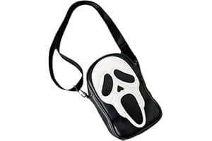 SAKEMA Ghostface Shoulder Bag, Halloween Ghost Purse, PU Leather Phone Purse, Gothic Skull Face Crossbody Bag For Women Men