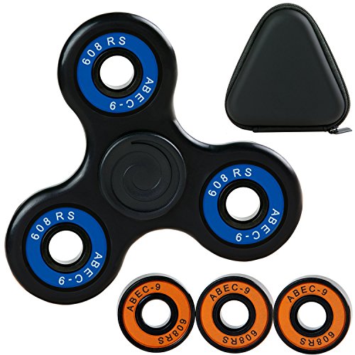 New 2017 Tri Hand Spinner Fidget Toy With BONUS CASE + EXTRA SET OF BALL BEARINGS Included - Perfect for ADHD ADD Stress Relief and Anxiety - Super Fast and Smooth Spinning - Premium Hybrid Ceramic Bearing - Non 3D Printed - Complete Kit - Transform the Look of Your Spinner (Black) New 2017 Tri Hand Spinner Fidget Toy With BONUS CASE + EXTRA SET OF BALL BEARINGS Included - Perfect for ADHD ADD Stress Relief and Anxiety - Super Fast and Smooth Spinning - Premium Hybrid Ceramic Bearing - Non 3D Printed - Complete Kit - Transform the Look of Your Spinner (Black)