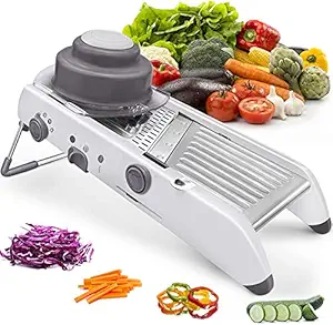 Gikvni Multi-Function Mandoline Slicer Food Kitchen Tools Kitchen Gadget Manual Stainless Steel Blade Adjustable Vegetable Onion Potato Slicer French Fry Salad Cutter Hand Chopper Cutter Machine