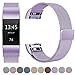 Produktbild Fitbit Charge 2 Armband, HUMENN Luxus Milanese Edelstahl Handgelenk Ersatzband Smart Watch Armbänder mit Starkem Magnetverschluss für Fitbit Charge 2, Small Lavendel