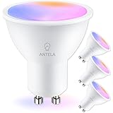 Lampadine LED WiFi GU10 5W, ANTELA, Dimmerabile, Controllo App con Alexa/Google Home, RGB&2700K-6500K Bianco Freddo Caldo