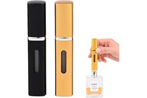 Aieino 2pcs 8ml Travel Perfume Atomiser Refillable Bottles - Portable Mini Perfume Aftershave Spray Bottle Bottom Pump Empty Atomizer Leakproof for Women Men, Pocket Handbag Luggage