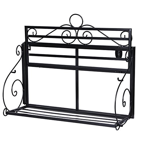 Songmics Klappbares Badregal Schuhregal Wandregal Bücherregal Regal Metall Landhaus Hängeregal LSN02B - 5