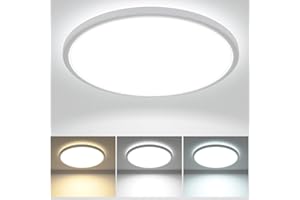 ‎ZEMTY zemty 28 W 3200 LM LED Ceiling Light Flat 29.5 cm 3 Colours 3000/4500/6000 K Ceiling Light, Ultra Thin LED Lamps, Ceiling Lights, Ceiling Lighting for Bathroom, Living Room, Kitchen, Bedroom