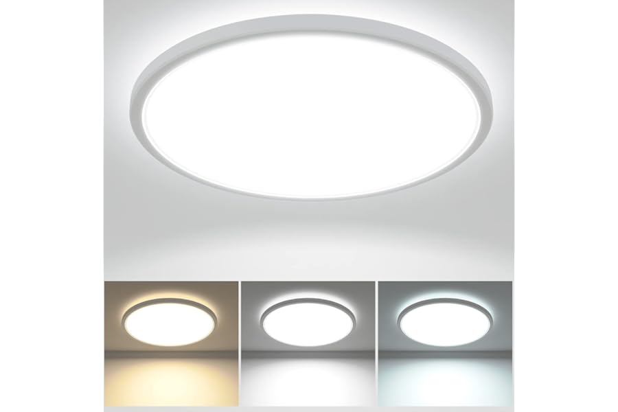 zemty 29W 3200LM LED Ceiling Light, 30cm Bathroom Lights Ceiling 3000K/4500K/6000K Waterproof, 3 Color Temperature Flush Ceiling Light, Round Ultra Thin for Bedroom, Bathroom, Living Room, Kitchen