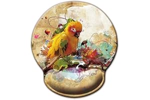 Alfombrilla de ratón con soporte para muñeca,Jahosin reposamuñecas ergonómico de espuma viscoelástica Base de goma antideslizante para computadora y oficina 25x23 bird